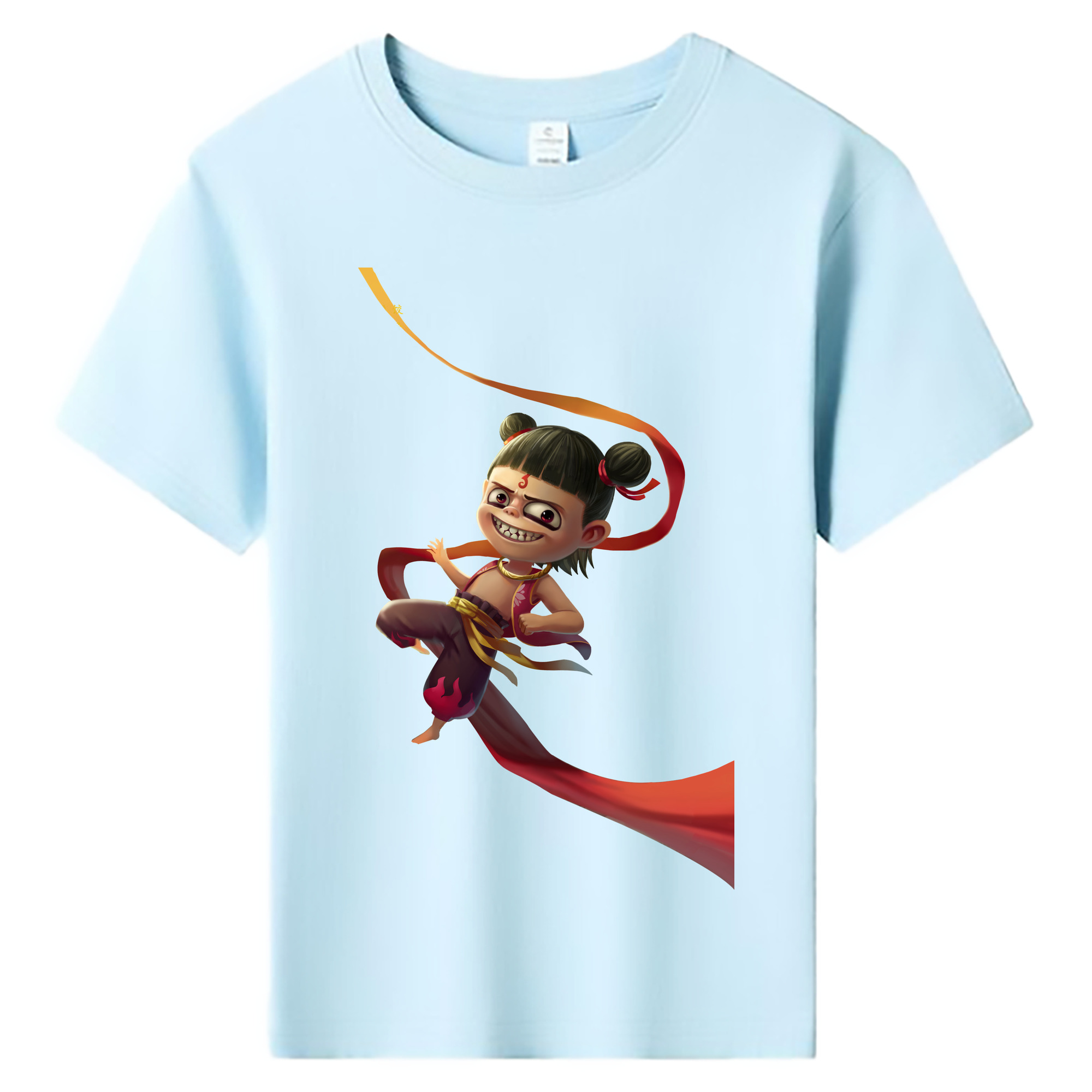 （画像用） Ne Zha 2 ナタ 魔童の大暴れ 綿100％キッズTシャツ（フロントプリント）